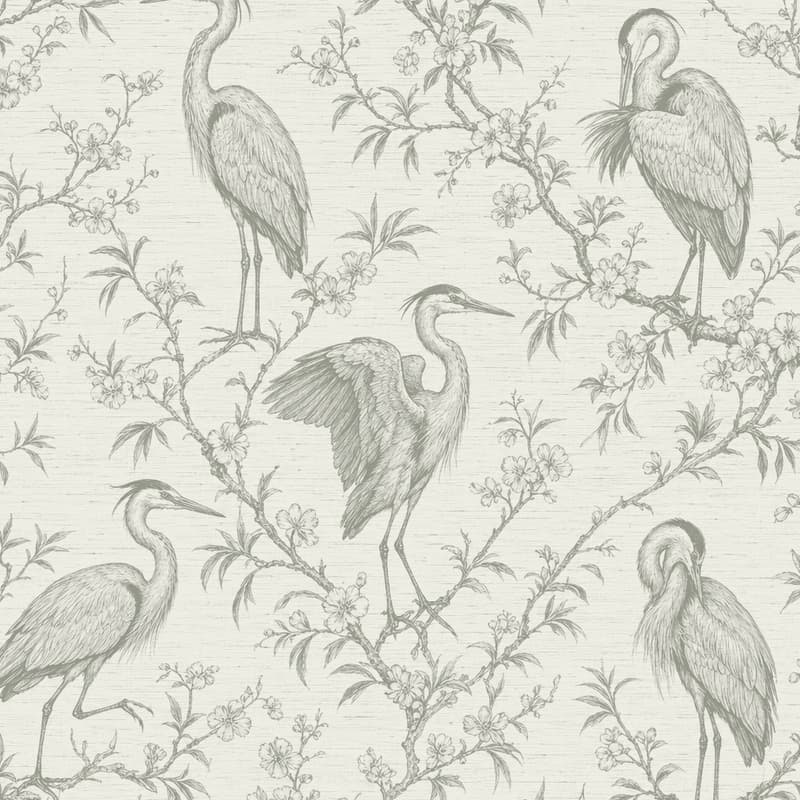 Heron and Sprig printed in White Dove OC-17
