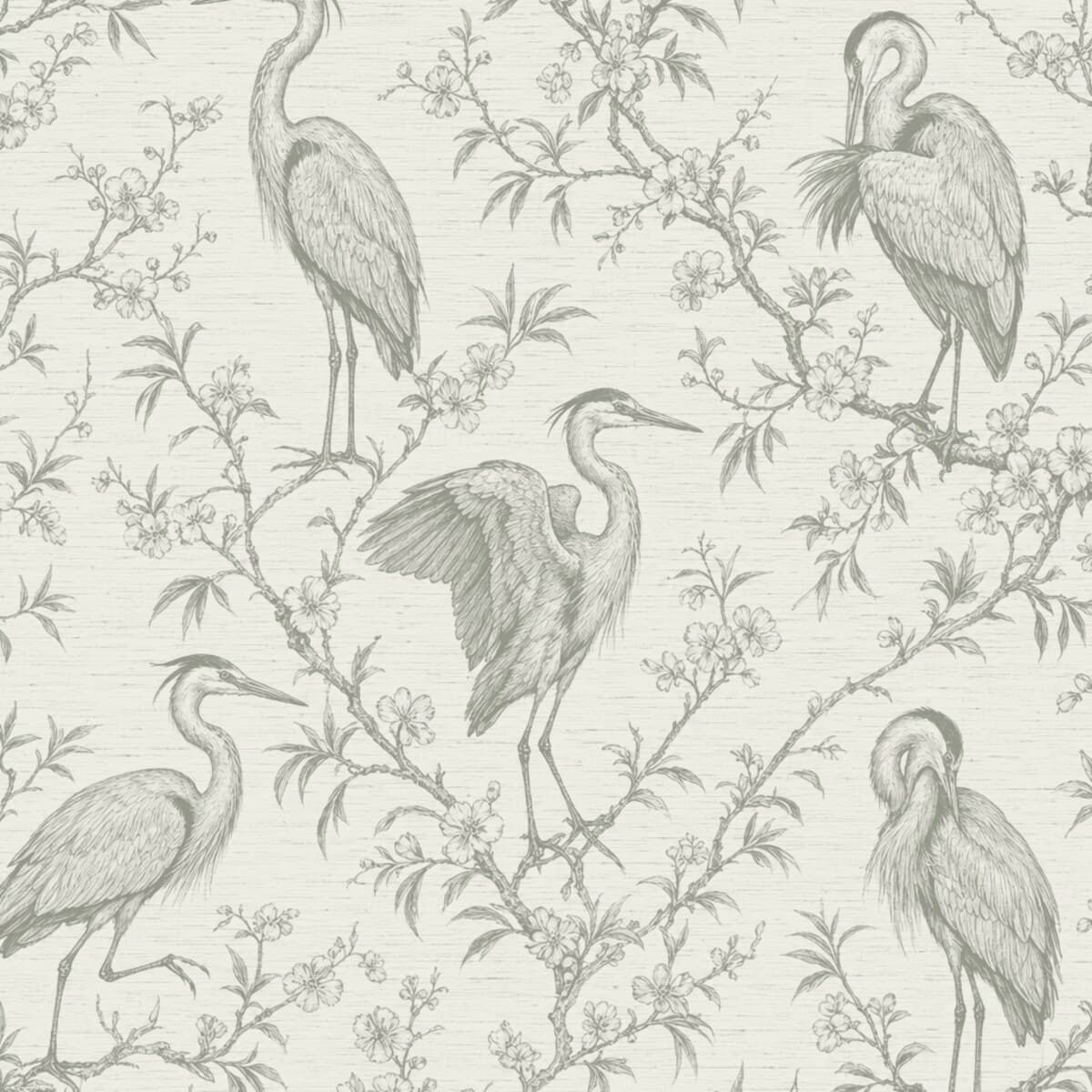 Heron & Sprig, printed in White Dove