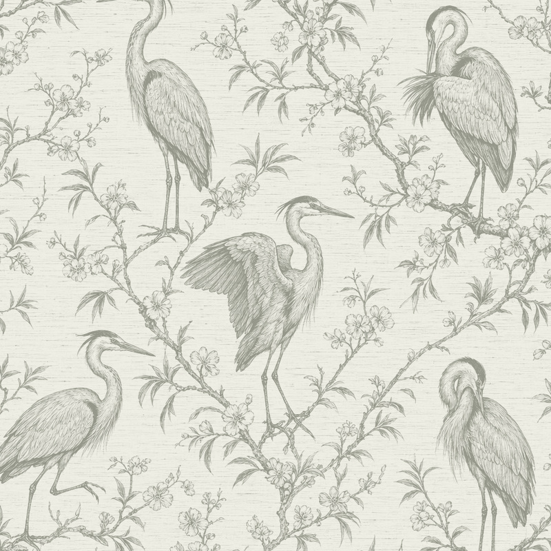 Heron & Sprig in White Dove